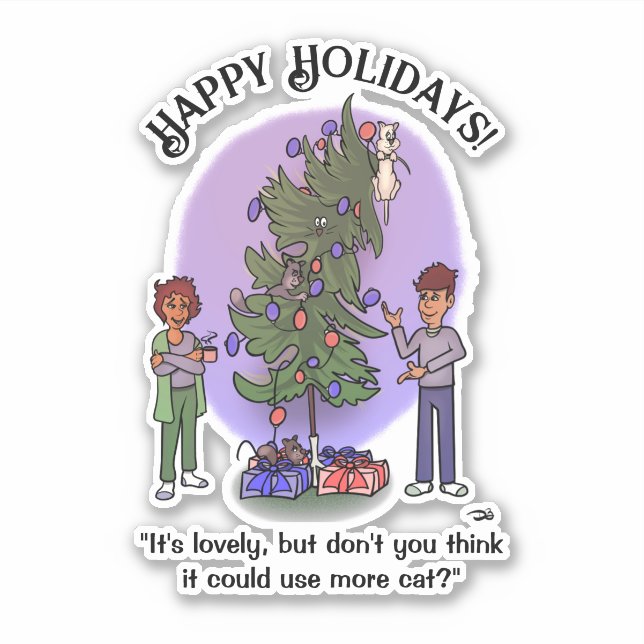 Más Pegatina de Personalizados de Navidades de gat (Anverso)