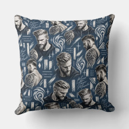 Más que músculo – Almohada azul ilustrada para tir