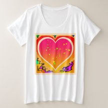 Más tamaño Mujeres Corazones Gráfica camiseta