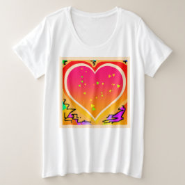 Más tamaño Mujeres Corazones Gráfica camiseta