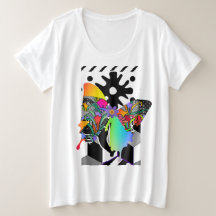 Más tamaño Mujeres Mariposa Floral Gráfica T-Shirt