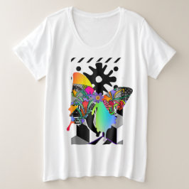 Más tamaño Mujeres Mariposa Floral Gráfica T-Shirt