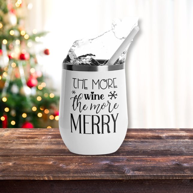 Más vino, más feriado (The More Wine The More Merry Holiday Thermal Wine Tumbler)