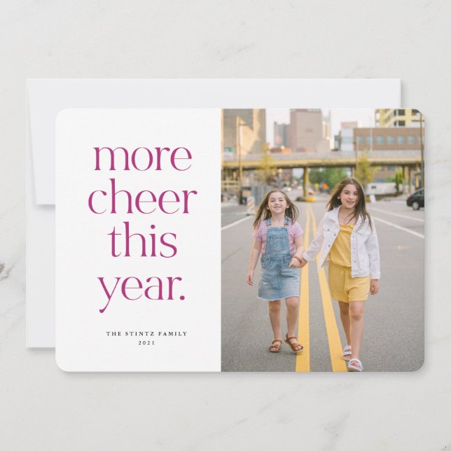 Más viveza este año tarjeta de Navidades morados (Anverso)