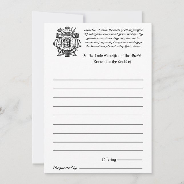 Masa católica: recuerdo de los muertos (Anverso)