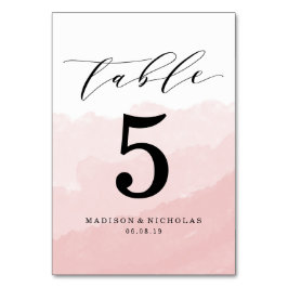 Masa de acuarela | Tarjeta de número de tabla pers