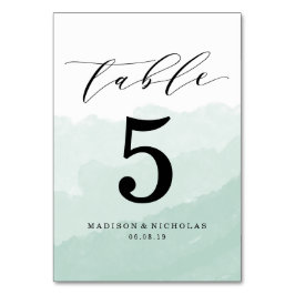 Masa de acuarela | Tarjeta de número de tabla pers