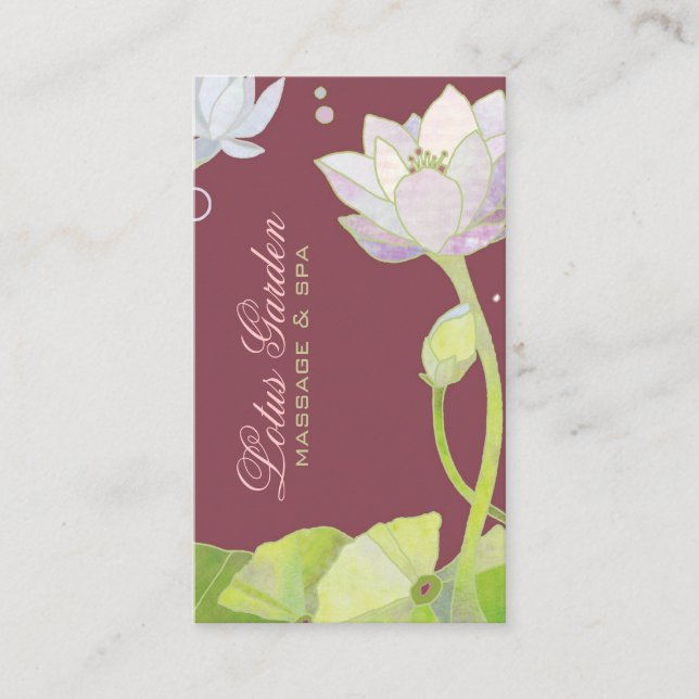 Masaje elegante de Zen Lotus | Tarjeta de cita del (Anverso)