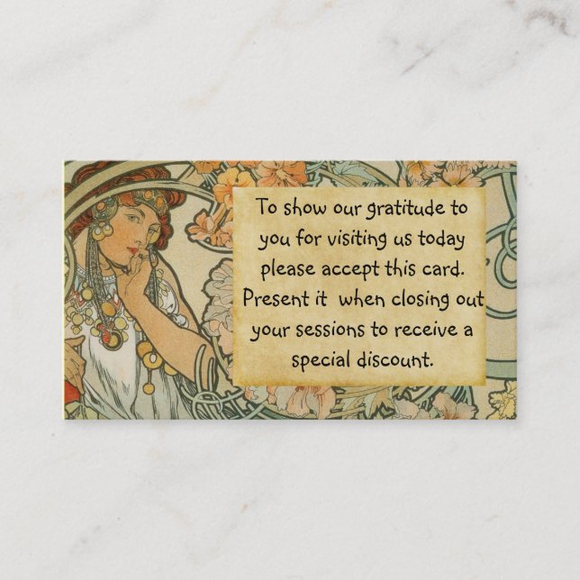 Masaje: tarjeta preferida del cliente (Anverso)