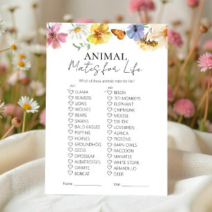 Masas animales de por vida Tarjeta de juego para