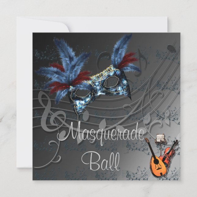 Máscara azul sobre la invitación a la bola de másc (Anverso)