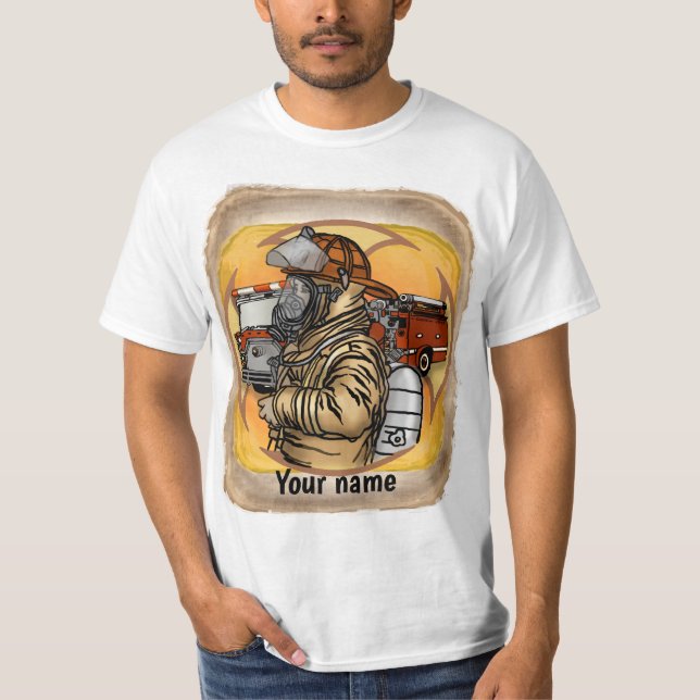 Máscara de bombero arriba camiseta (Anverso)