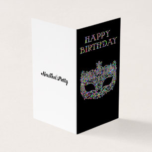 máscara de bonito tarjeta de cumpleaños feliz