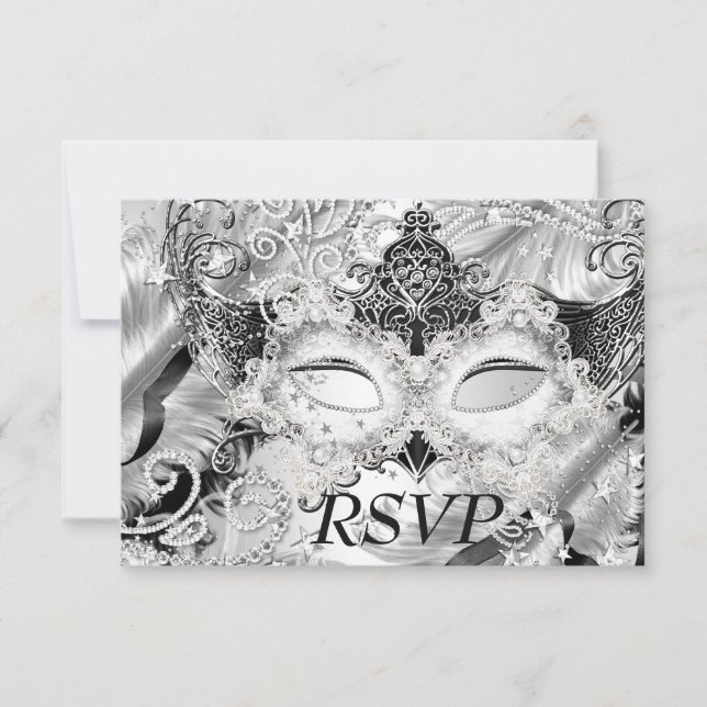 Máscara de brillo de plata RSVP para fiesta de dis (Anverso)