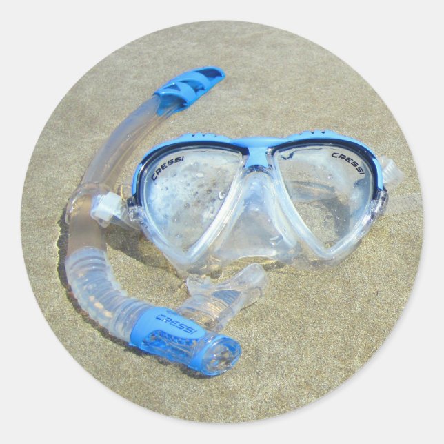 Máscara de buceo en los Pegatinas de arena (Anverso)