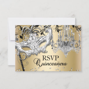 Máscara de candelabro de oro Quinceanera RSVP