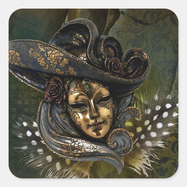 Máscara de Carnaval - Pegatinas de Damasco de Oro  (Anverso)