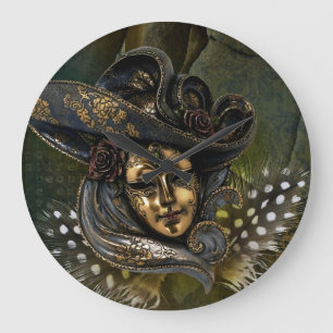 Máscara de Carnaval - Reloj de pared de damasco ve