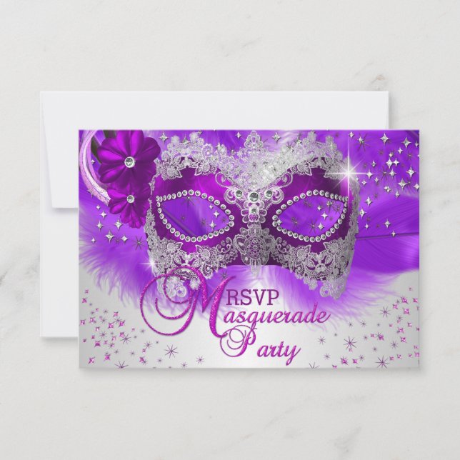 Máscara de encaje Mascarada de plata morada RSVP (Anverso)