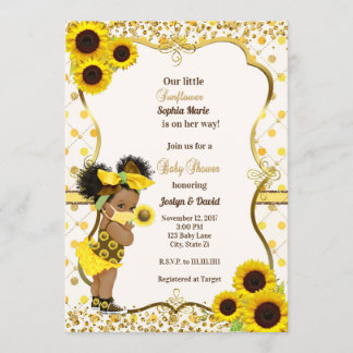 Máscara de girasol de bebé de la ducha invitación