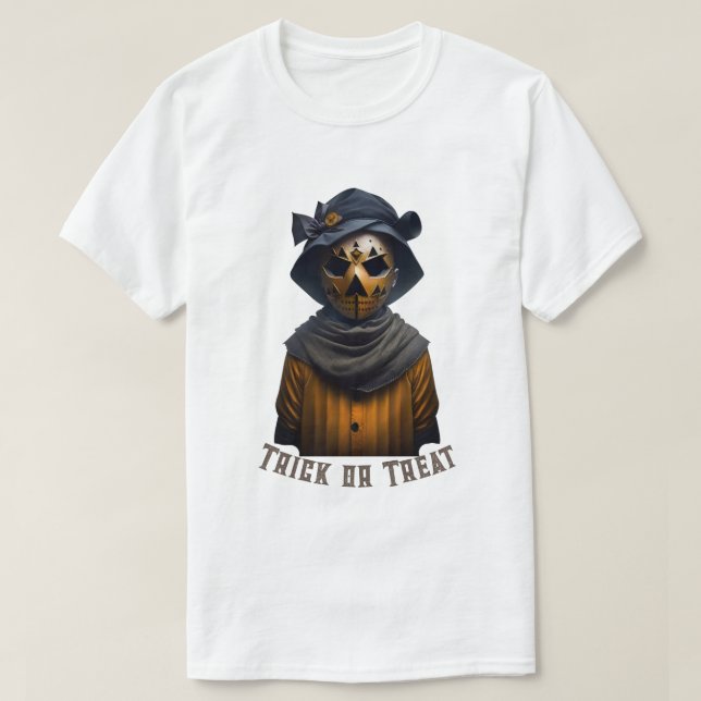 Máscara de Halloween en camiseta con capucha (Diseño del anverso)