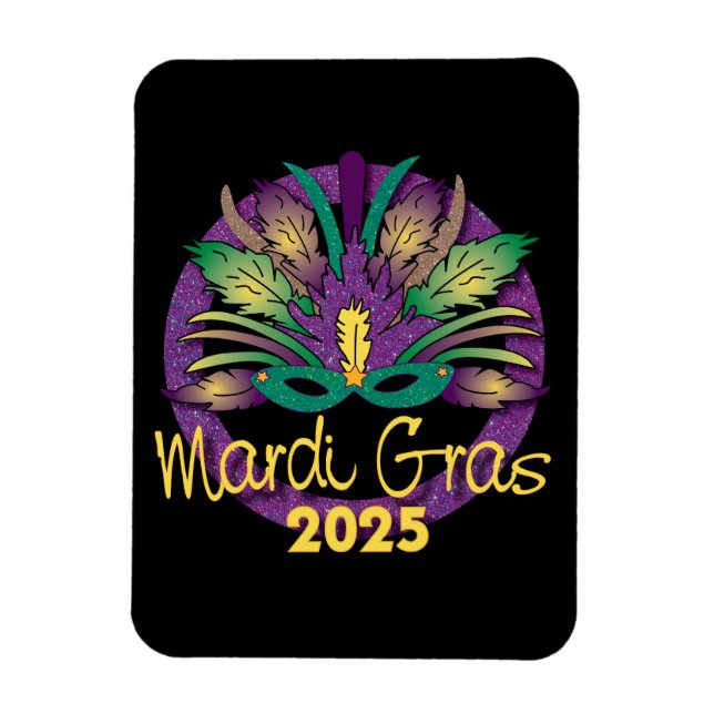 Máscara de Mardi Gras Imán - 2025 (Vertical)