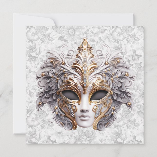 Máscara de mascarada coloreada en grises (Anverso)