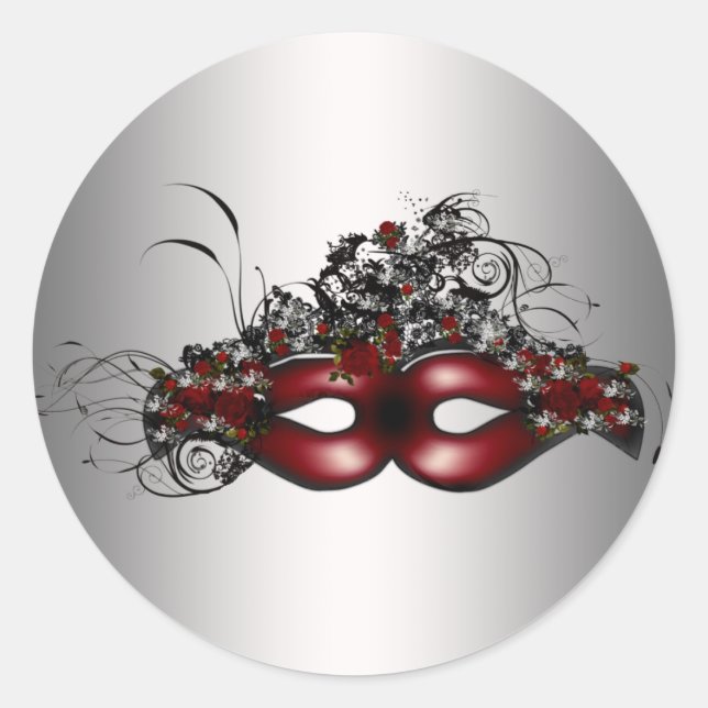 Máscara de Mascarada Roja Elegante Sello de Sobre  (Anverso)