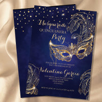 Máscara de purpurina para quinceañera invitación a