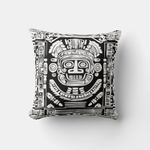 Máscara del Dios Solar Maya Antiguo Almohada de Ar