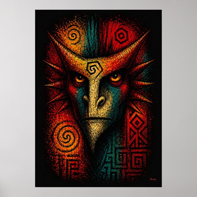 Máscara del Espíritu Primordial Arte Abstracto – E (Frente)