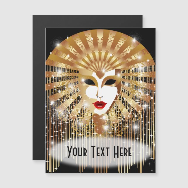 Máscara Fiesta del Carnaval de Venecia Dorada (Anverso/Reverso)