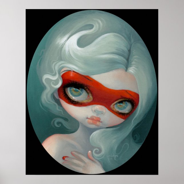 Máscara roja ARTE IMPRESIÓN Rococo Lowbrow Art (Frente)