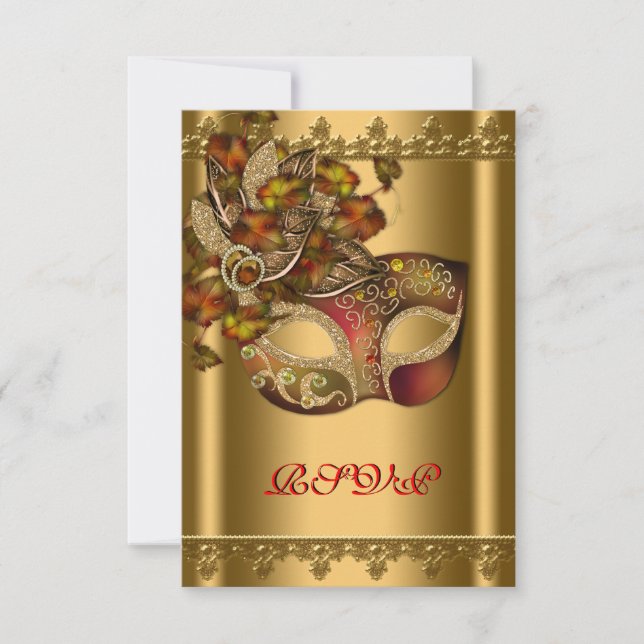 Máscara Roja Dorada Fiesta de Disfraz RSVP (Anverso)