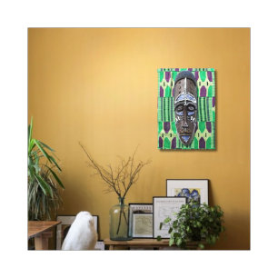 Máscara tribal africana verde púrpura Impresión en