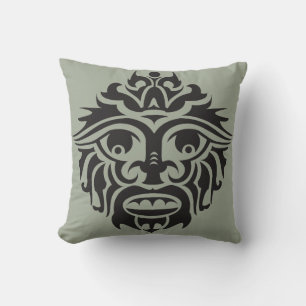 Máscara tribal - Cojín decorativo  16" x 16"