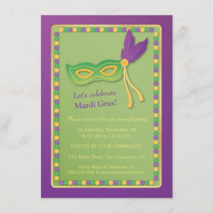 Máscara y abalorios de Fiesta Invitaciones al Mard