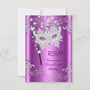 Mascarada Fiesta 15ª RSVP Rosa Quinceanera
