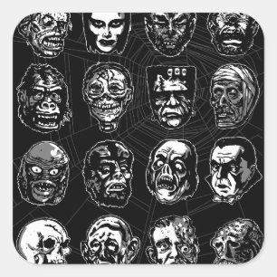 Máscaras de Monstruos Arte Calcomanía B & N – Hall