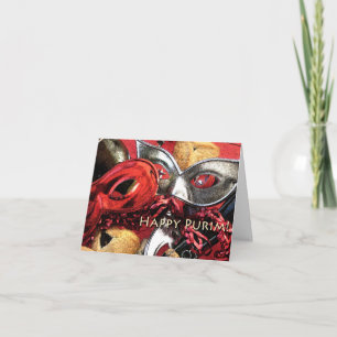 Máscaras de Purim y tarjeta de Hamantashen