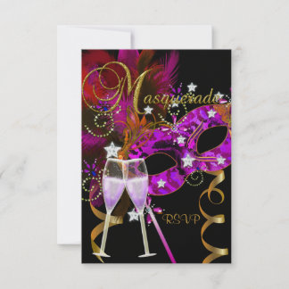 Máscaras de respuesta de respuesta RSVP negras oro