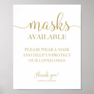 Máscaras Disponibles Señal de Boda con Caligrafía 