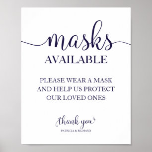 Máscaras Disponibles Señal de Boda con Caligrafía