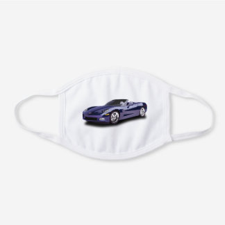 Mascarilla Blanca De Algodón Máscara de cara de Blue Sports Car
