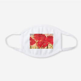 Mascarilla Blanca De Algodón Máscara de flor roja exprese