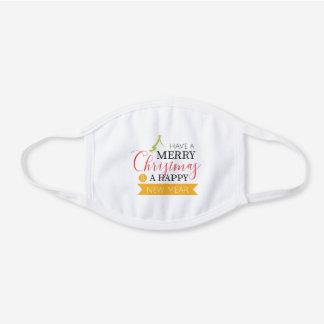 Mascarilla Blanca De Algodón Que tengan Feliz Navidad y Feliz Año Nuevo