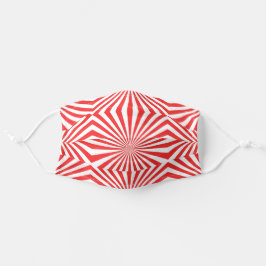 Mascarilla De Tela Audaz Ilusión geométrica en rojo y blanco