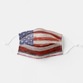 Mascarilla De Tela Bandera Rustica Americana.Patriótico