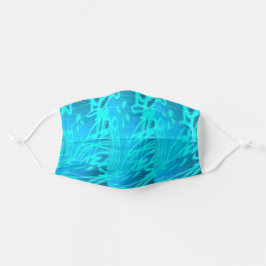 Mascarilla De Tela Diseño abstracto azul y brillante de Aqua