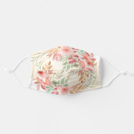 Mascarilla De Tela Flores de color de agua rosa rosado Rubor Foliage 